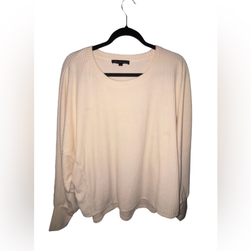 Cream long sleeve ribbed shirt